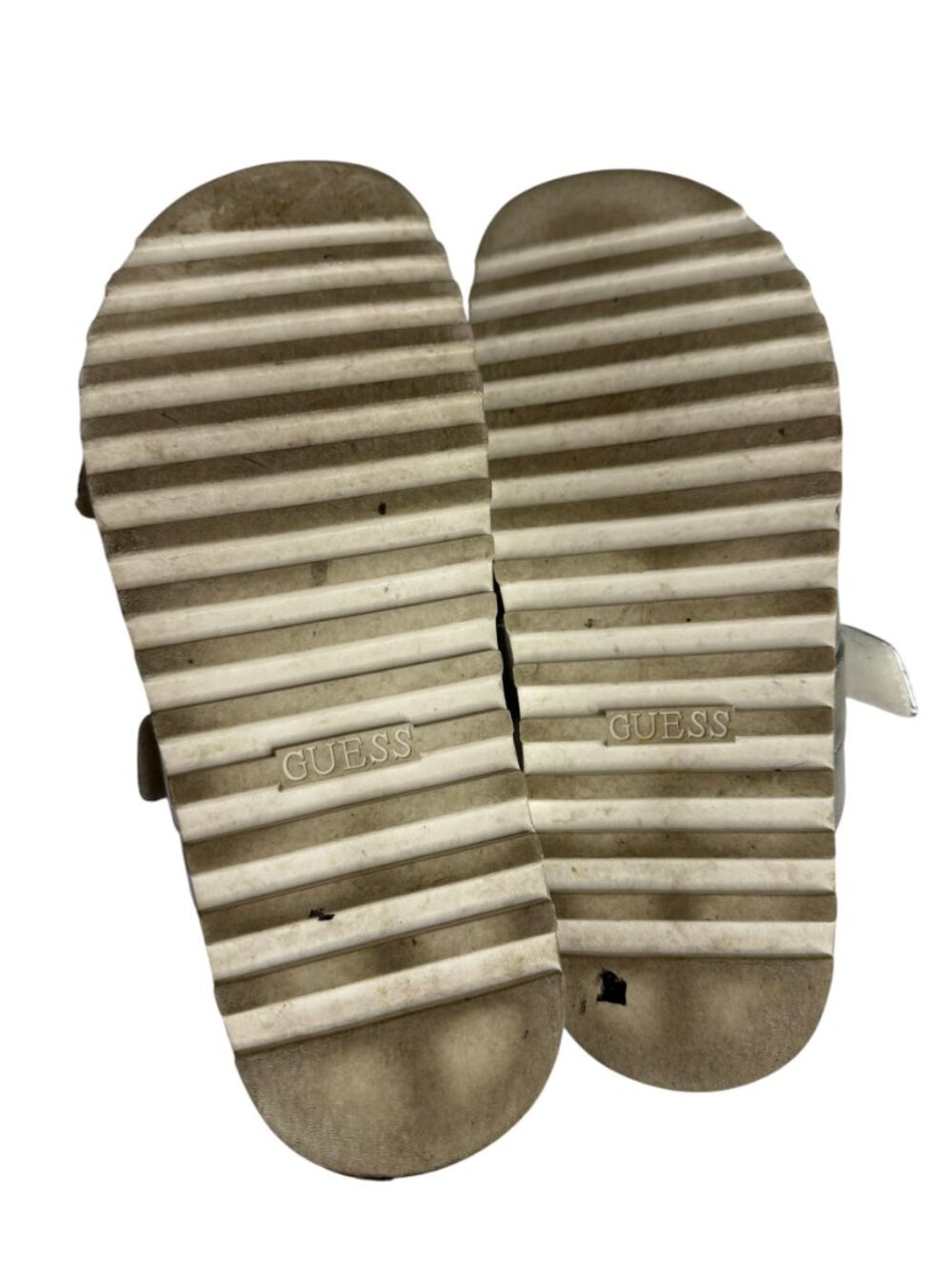 Guess Fabulon Sandals Shoes Faux Leather Slip On Women Metallic Silver 8.5 - Picture 9 of 12